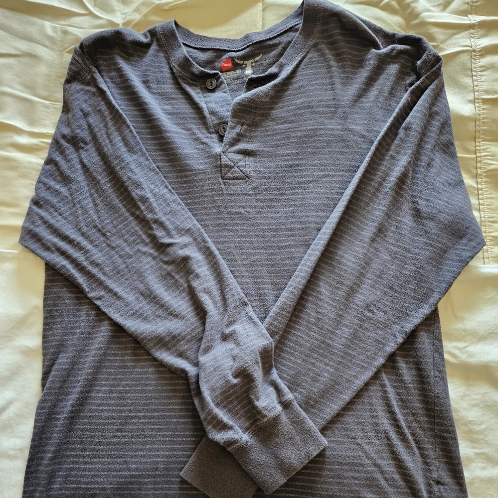 Hanes Beefy 1/4 button long sleeve